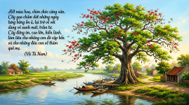 Hết mùa hoa, chim chóc cũng vãn. Cây gạo chấm dứt những ngày tưng bừng ồn ã, lại trở về với dá...png
